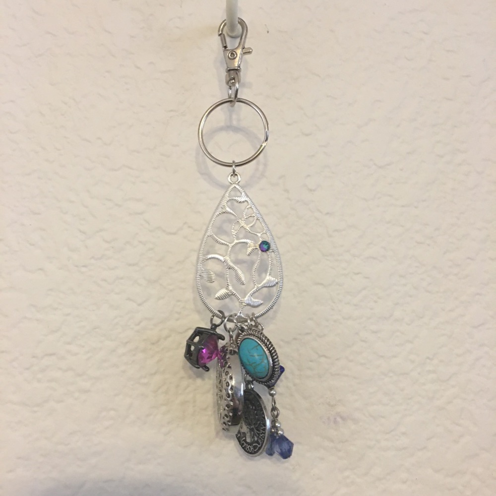 Vintage repurpose salvaged estate gem keychain